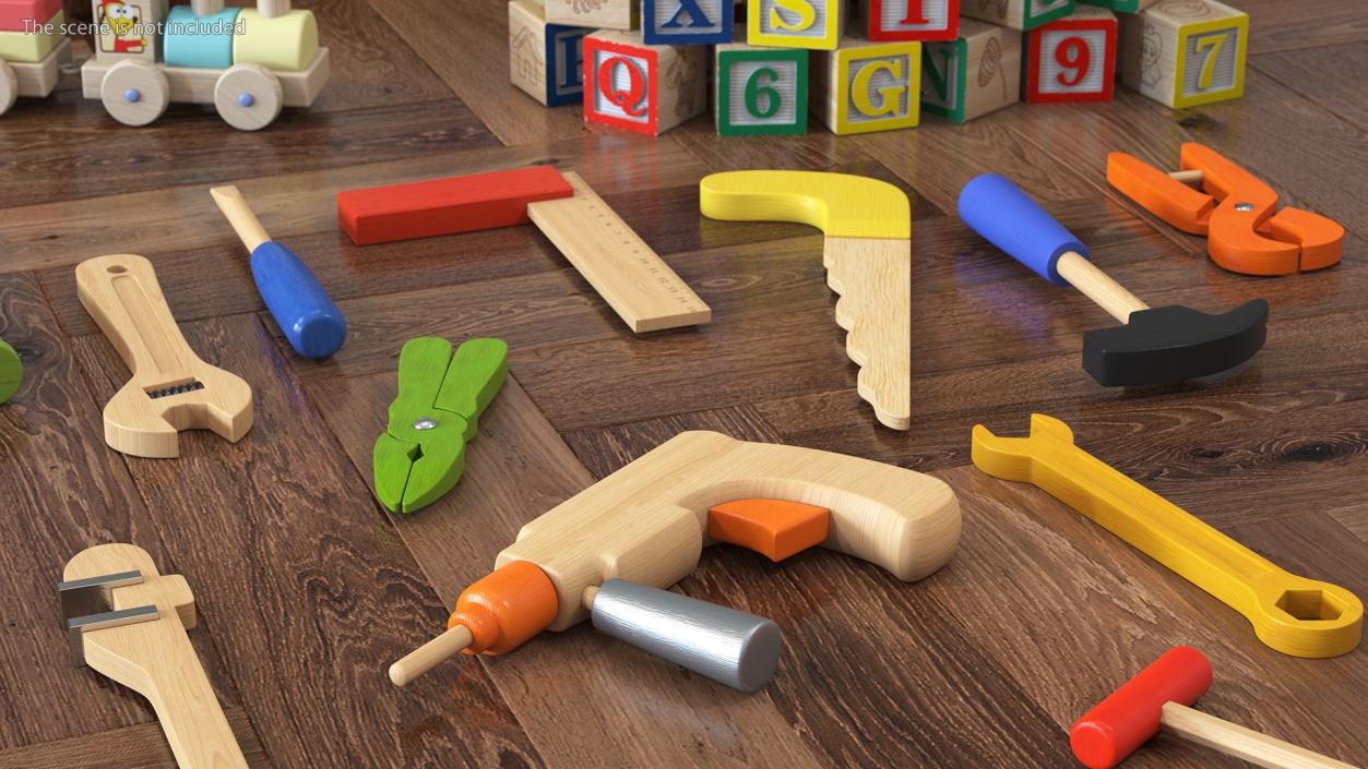 3D Colorful Wooden Tools