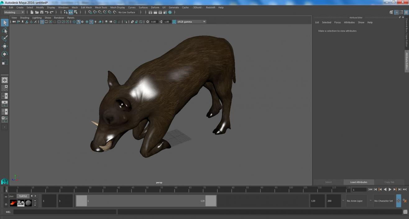 3D African Wild Boar Kneeling Pose 2 model