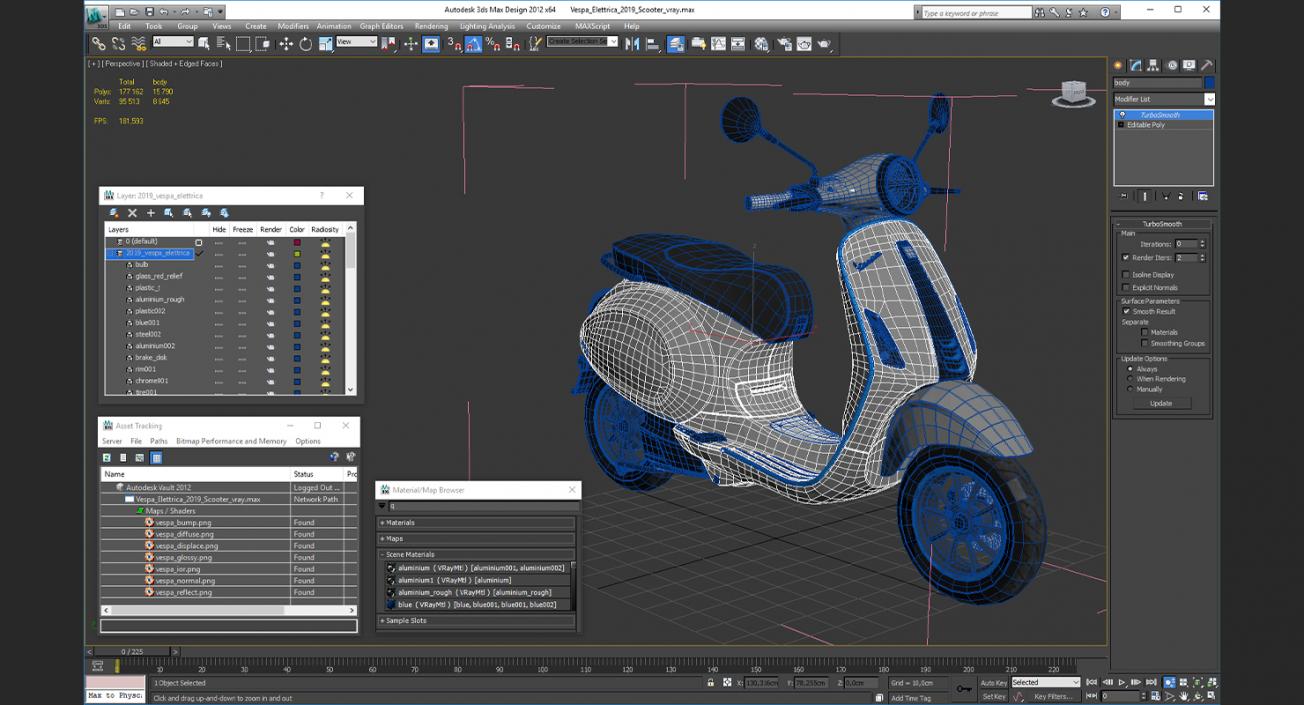 3D Vespa Elettrica 2019 Scooter model