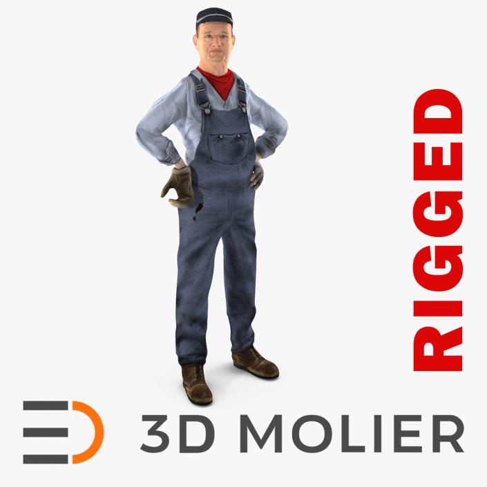 Train Conductor Character Rigged 3D