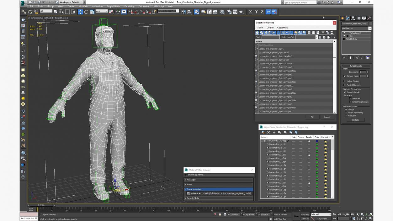 Train Conductor Character Rigged 3D