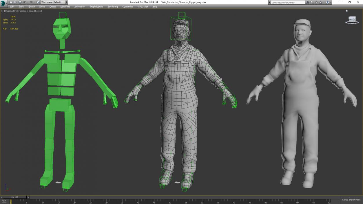 Train Conductor Character Rigged 3D