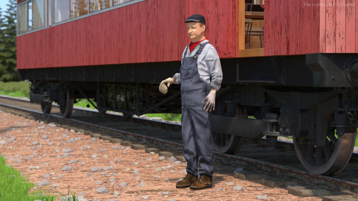 Train Conductor Character Rigged 3D