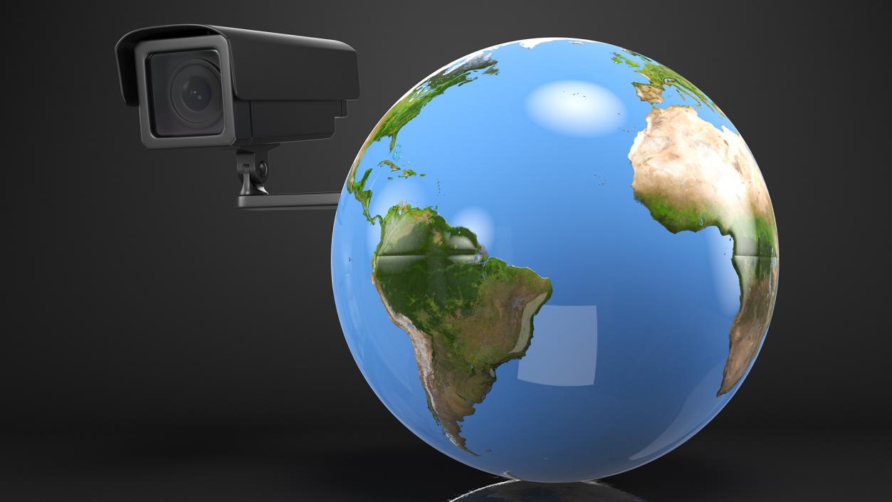 3D model Earth Stylized with Security Camera