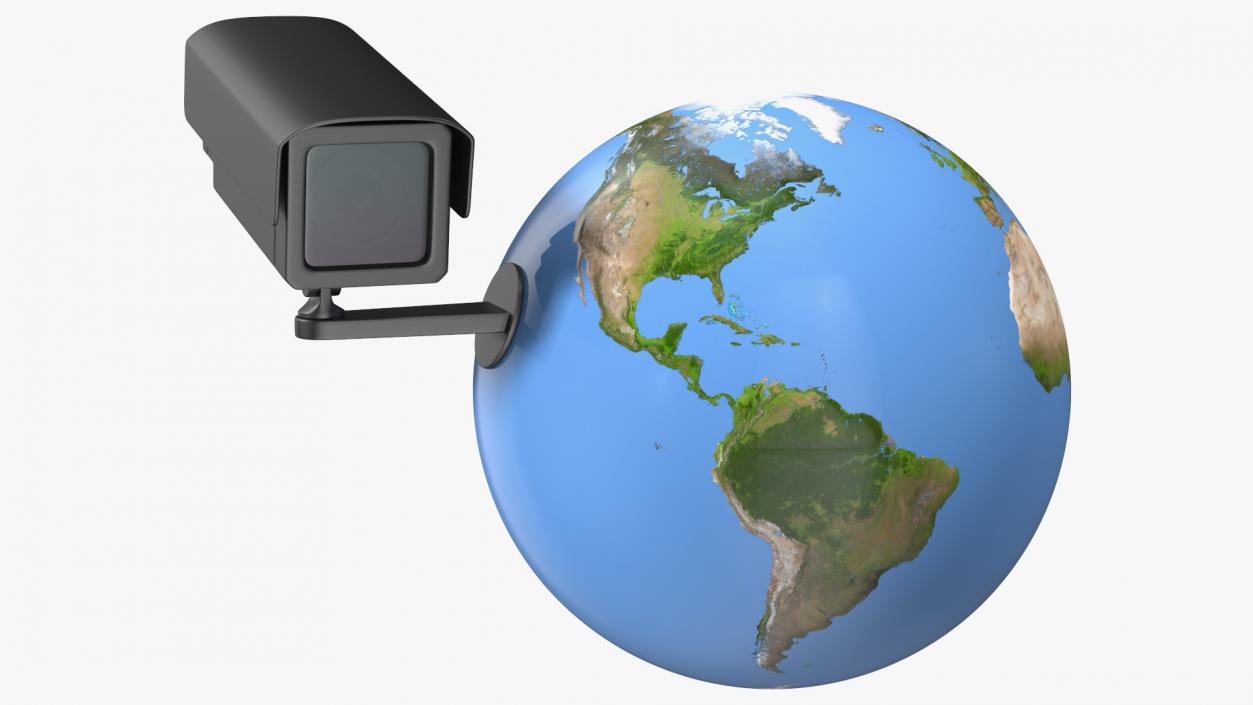 3D model Earth Stylized with Security Camera