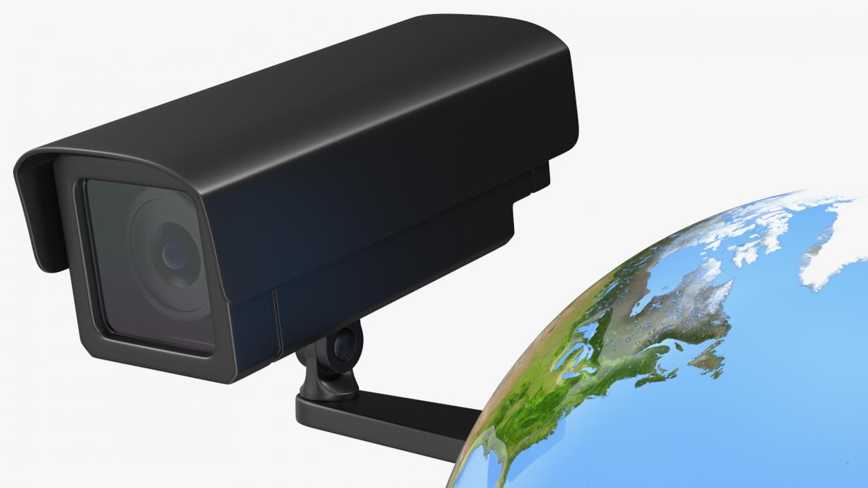 3D model Earth Stylized with Security Camera