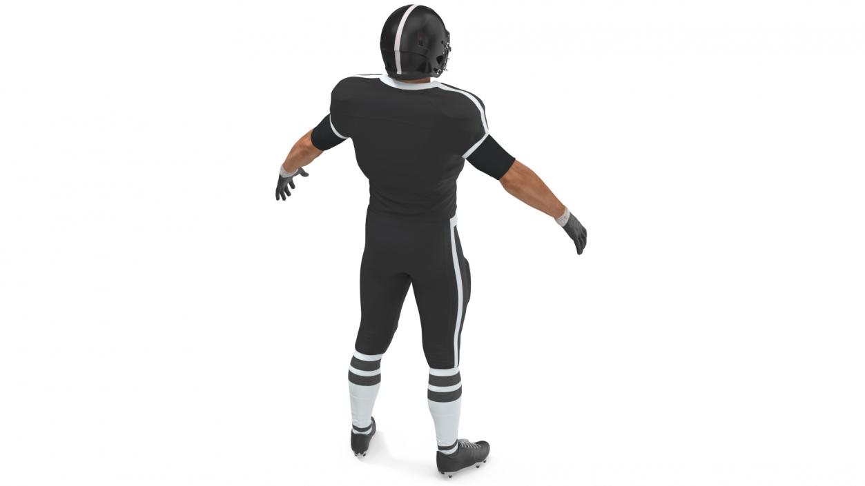 3D model Man Black Uniform T-Pose American Football Players