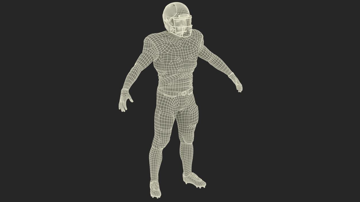 3D model Man Black Uniform T-Pose American Football Players