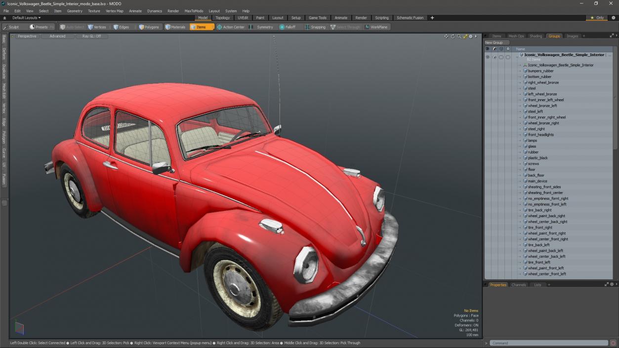 3D model Iconic Volkswagen Beetle Simple Interior