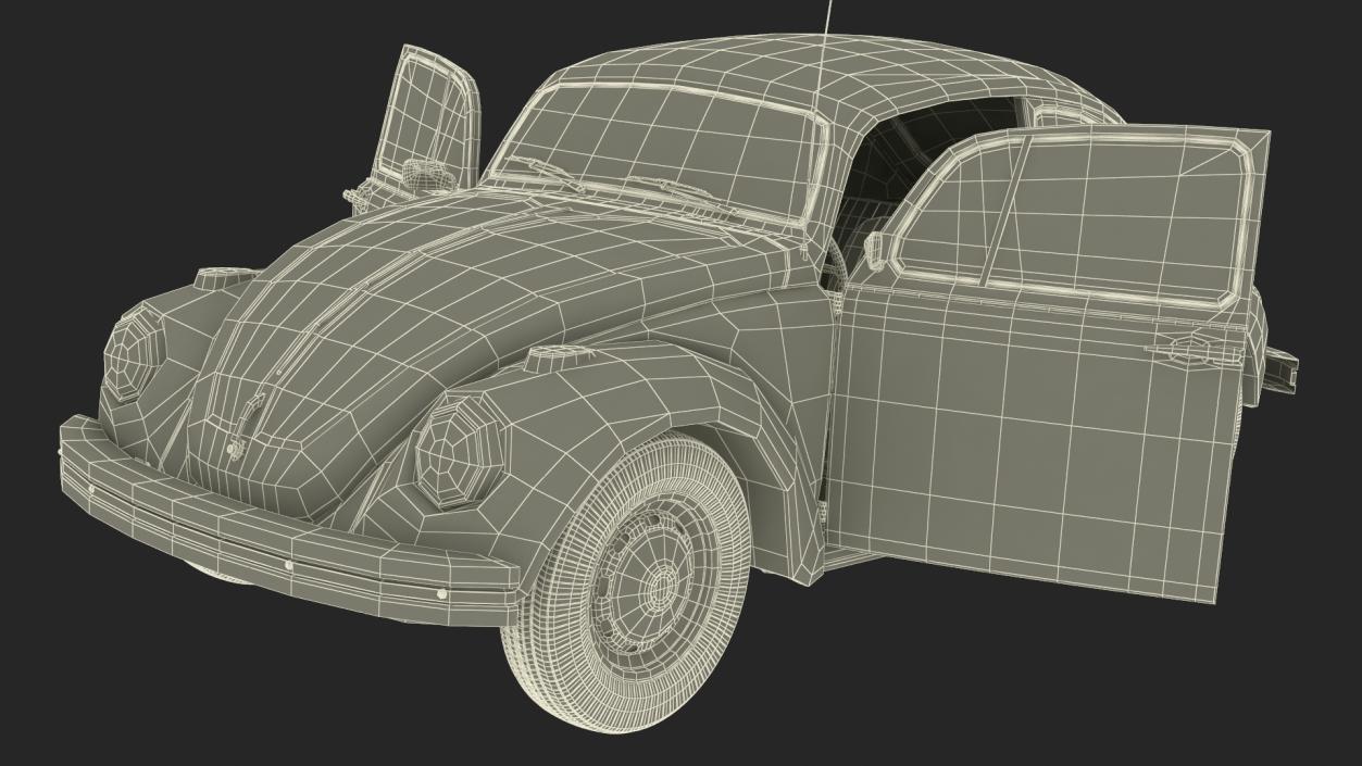 3D model Iconic Volkswagen Beetle Simple Interior