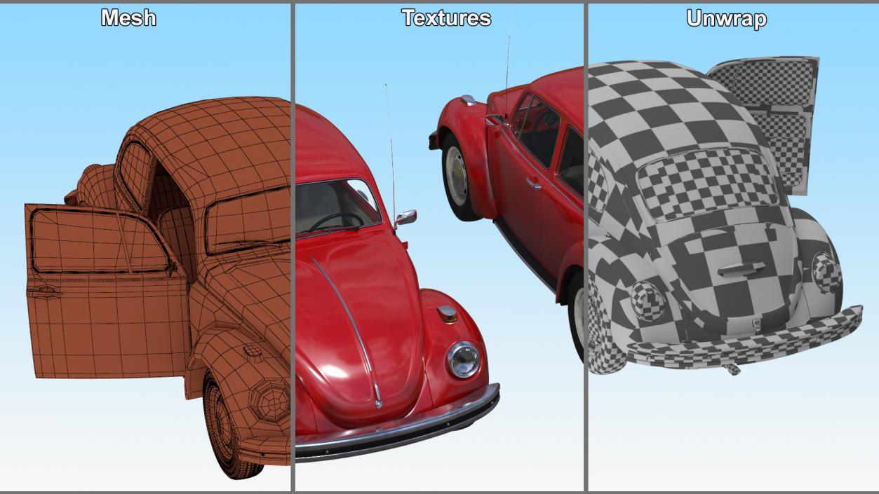 3D model Iconic Volkswagen Beetle Simple Interior