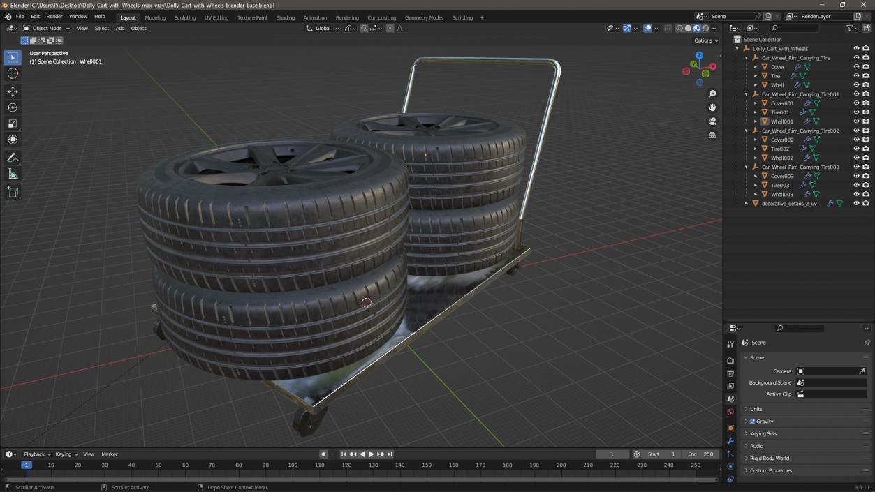 Dolly Cart with Wheels 3D