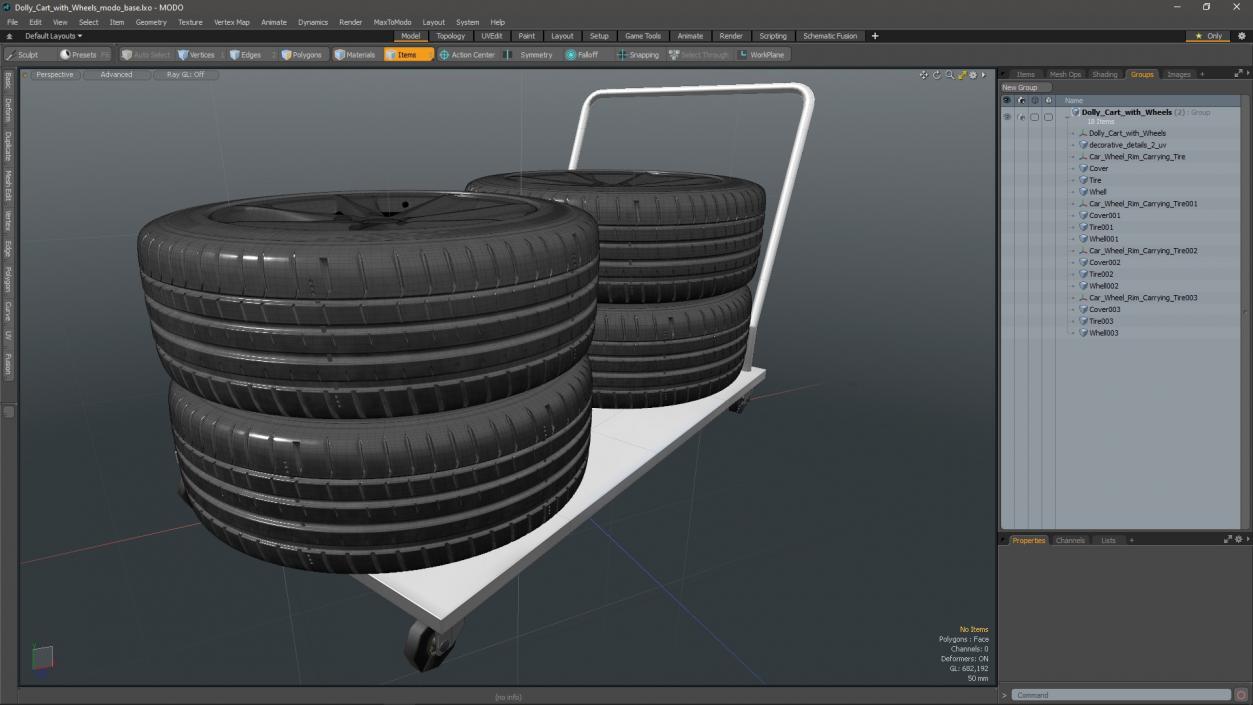 Dolly Cart with Wheels 3D