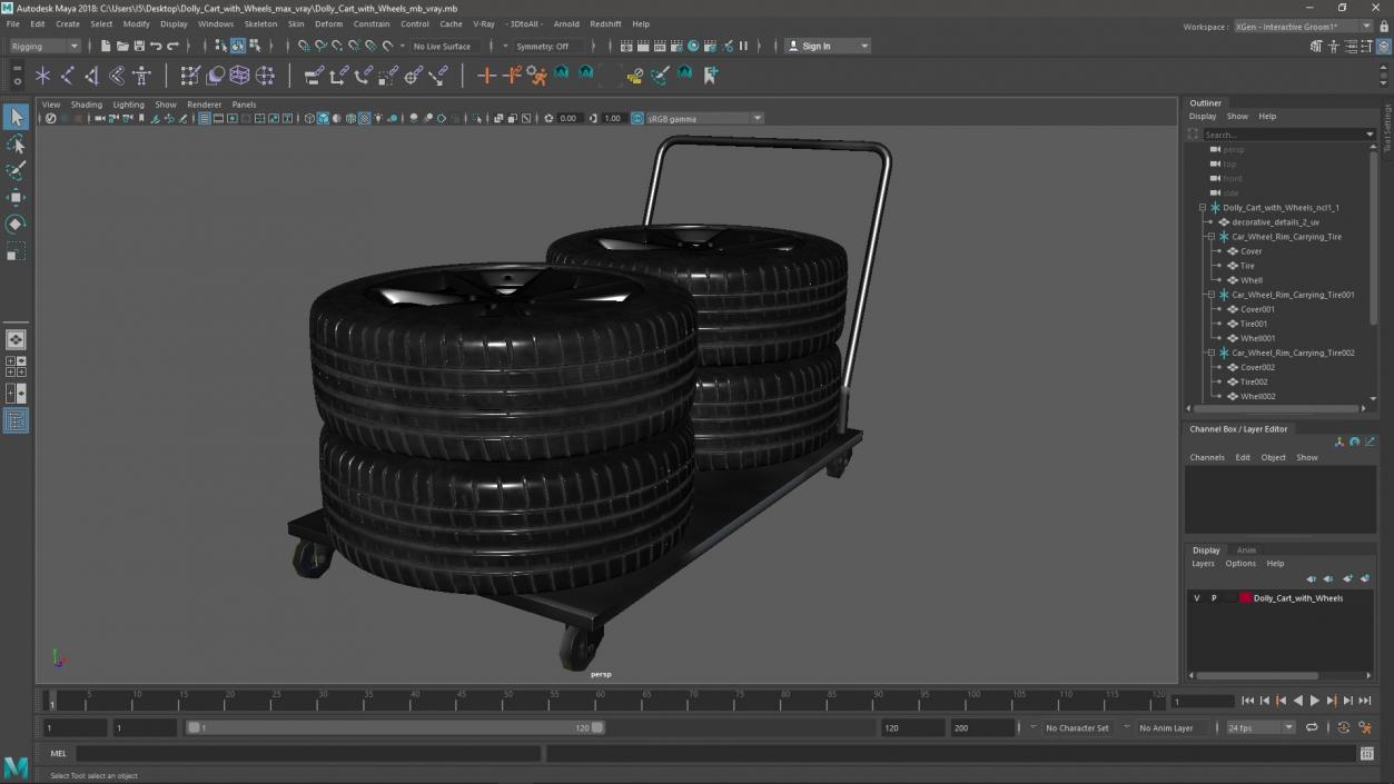 Dolly Cart with Wheels 3D