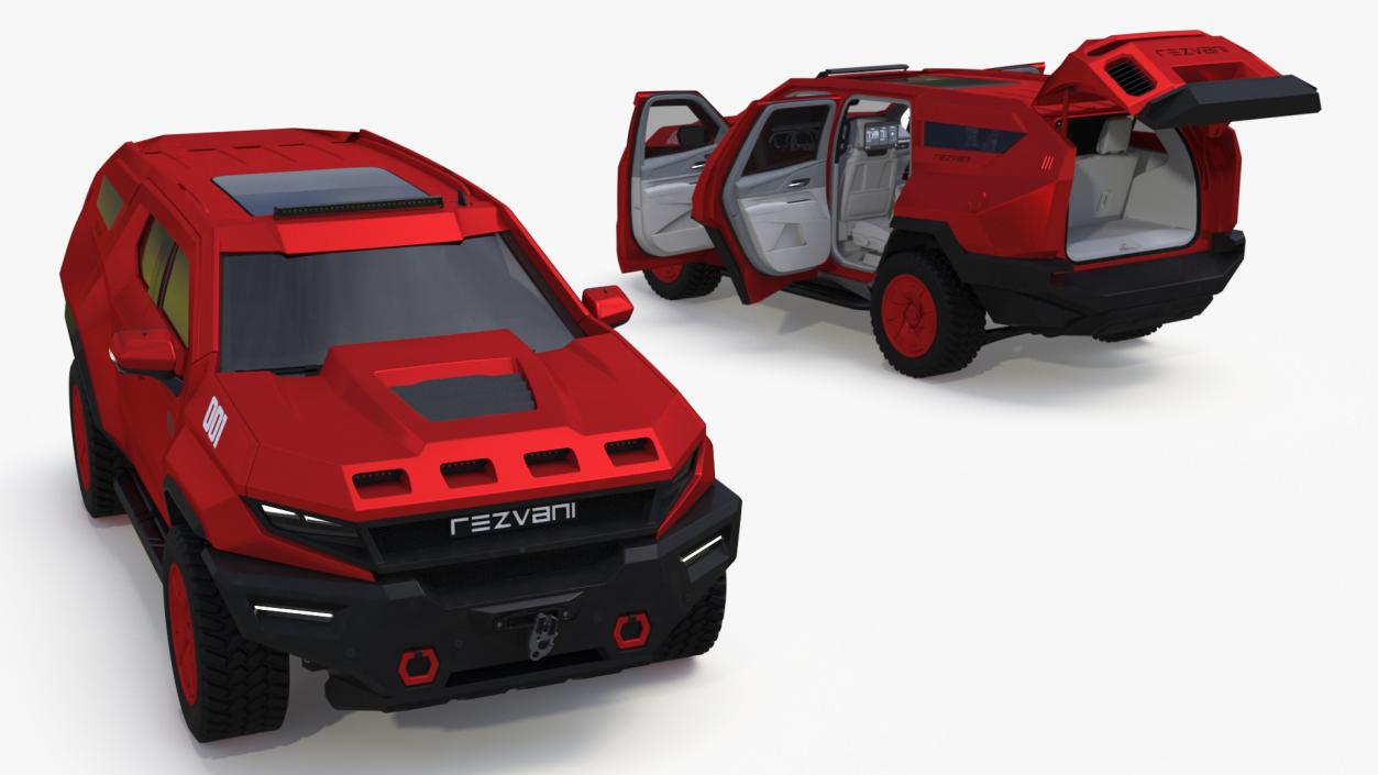 3D model Armored SUV 2024 Rezvani Vengeance Red Rigged