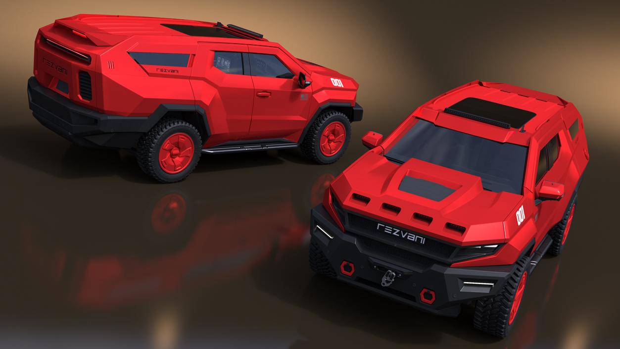 3D model Armored SUV 2024 Rezvani Vengeance Red Rigged