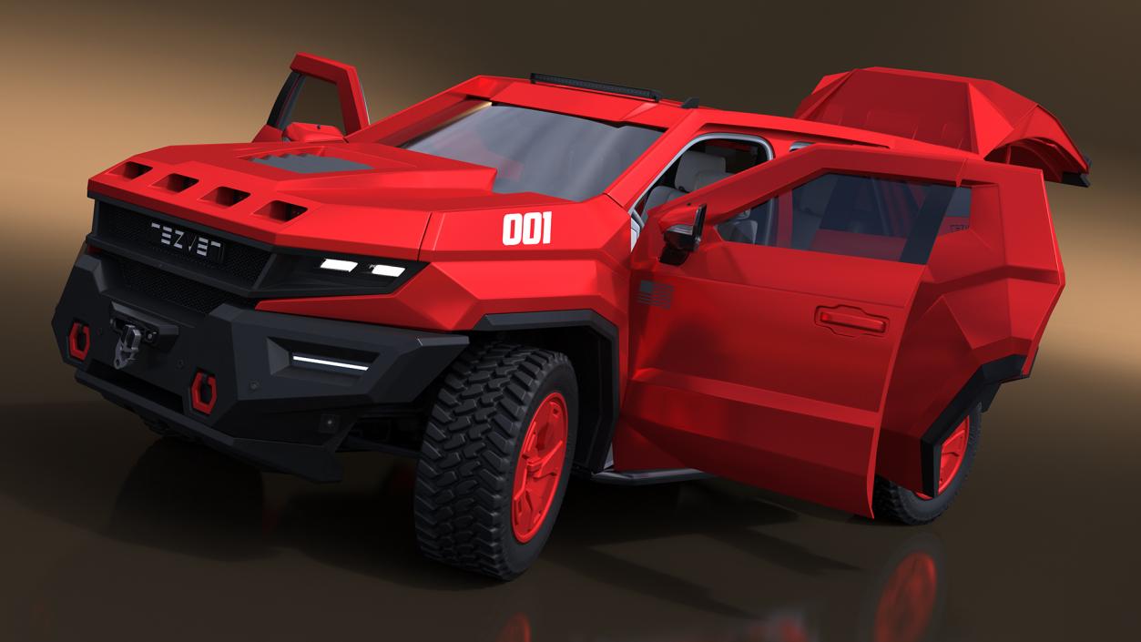 3D model Armored SUV 2024 Rezvani Vengeance Red Rigged