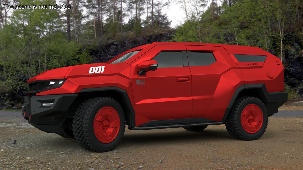 3D model Armored SUV 2024 Rezvani Vengeance Red Rigged