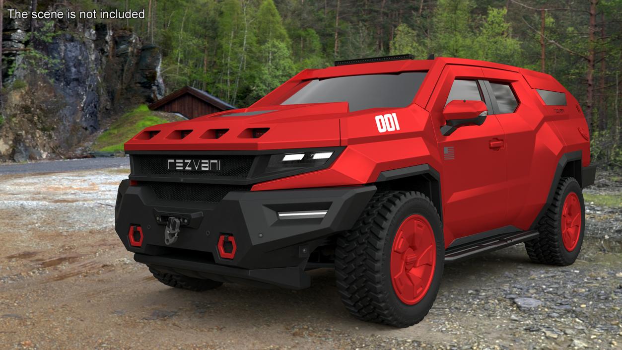 3D model Armored SUV 2024 Rezvani Vengeance Red Rigged