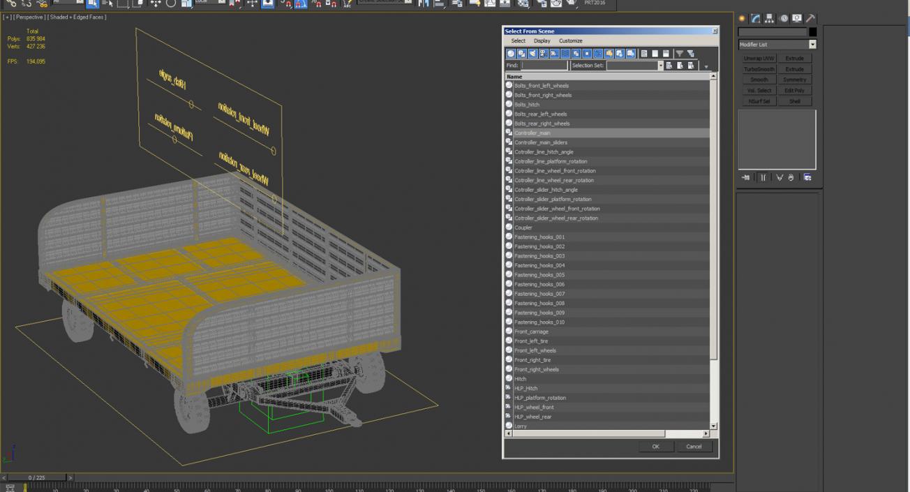 3D model Airport Luggage Trolley Rigged