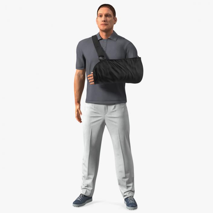 Man Wearing Arm Sling Bandage Black Fur 3D model