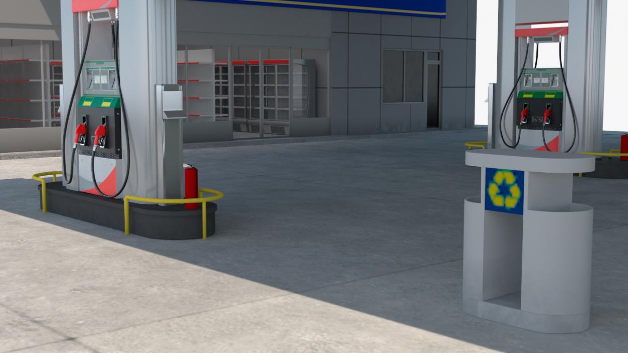 3D Blue Gas Station