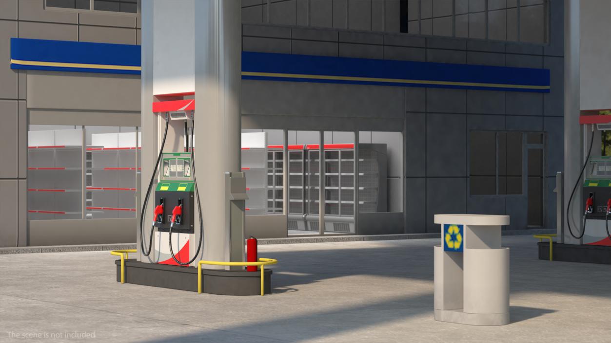 3D Blue Gas Station