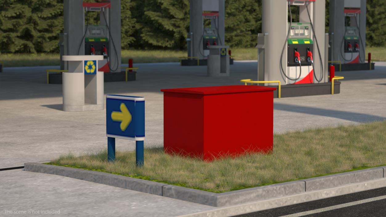 3D Blue Gas Station