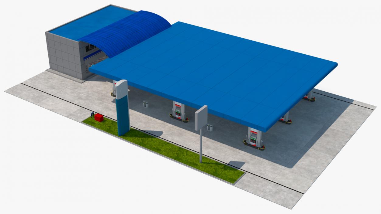 3D Blue Gas Station