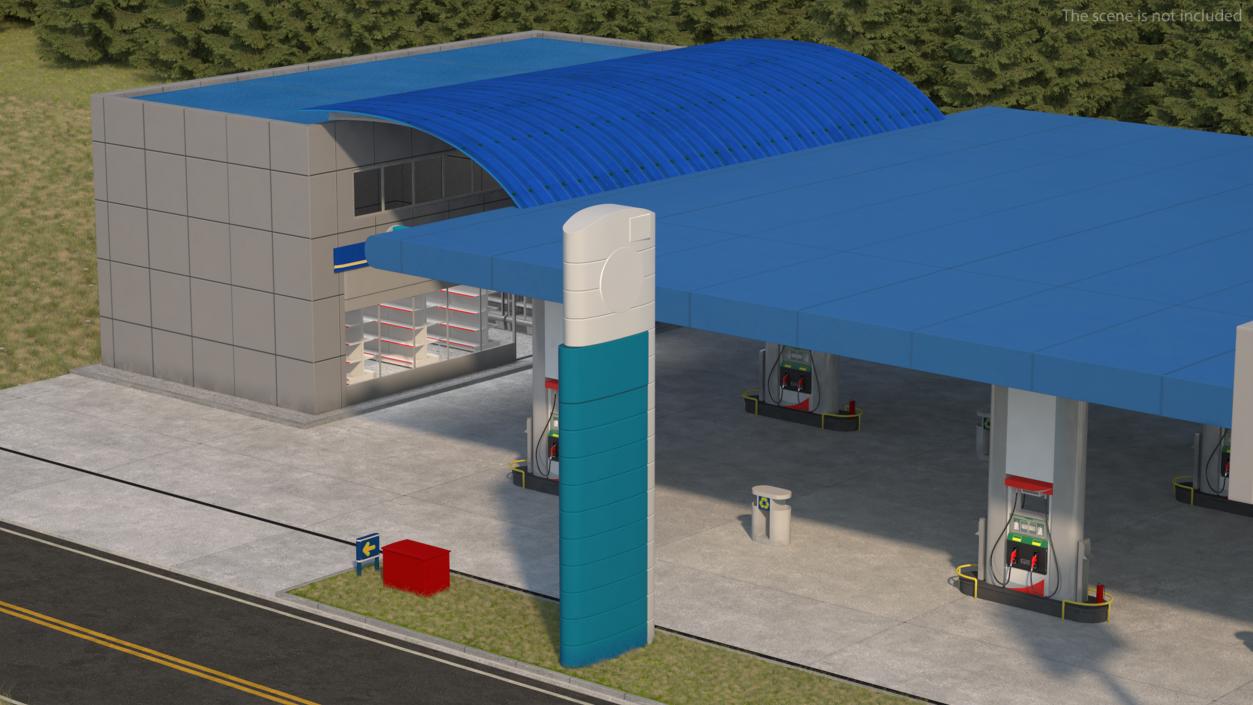 3D Blue Gas Station