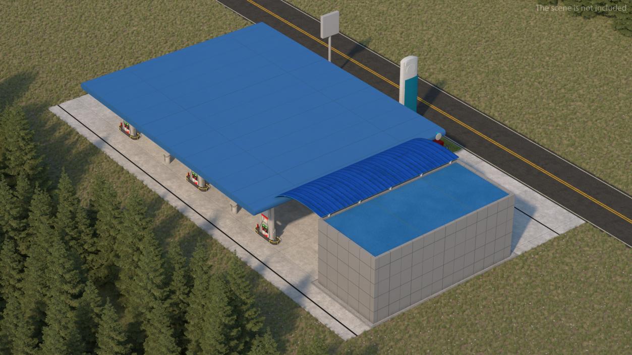 3D Blue Gas Station