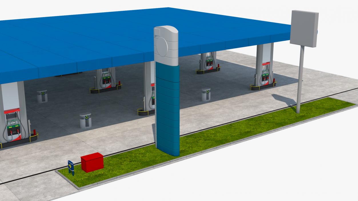 3D Blue Gas Station