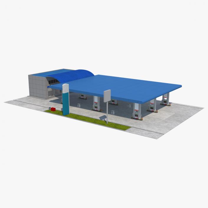 3D Blue Gas Station