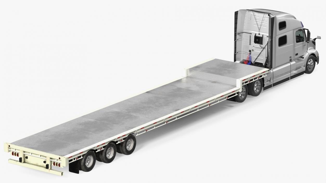 3D model Volvo Truck with Axle Extendable Trailer