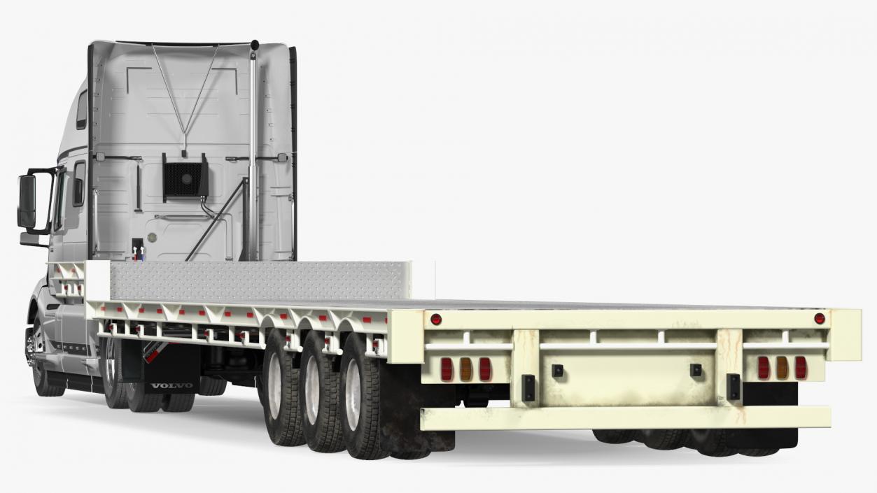 3D model Volvo Truck with Axle Extendable Trailer