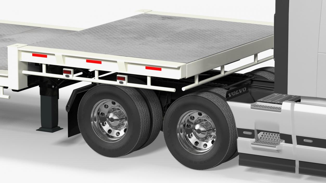 3D model Volvo Truck with Axle Extendable Trailer