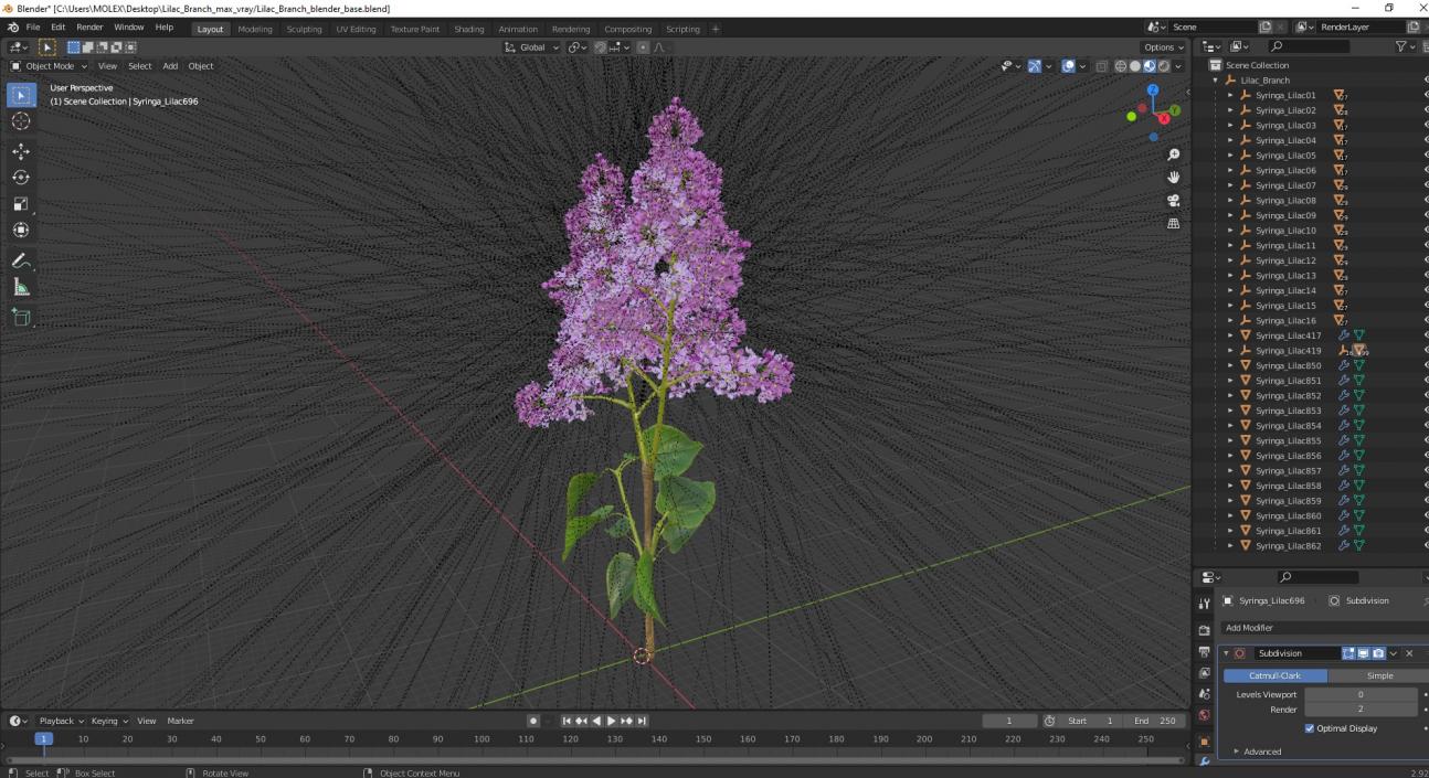 Lilac Branch 3D