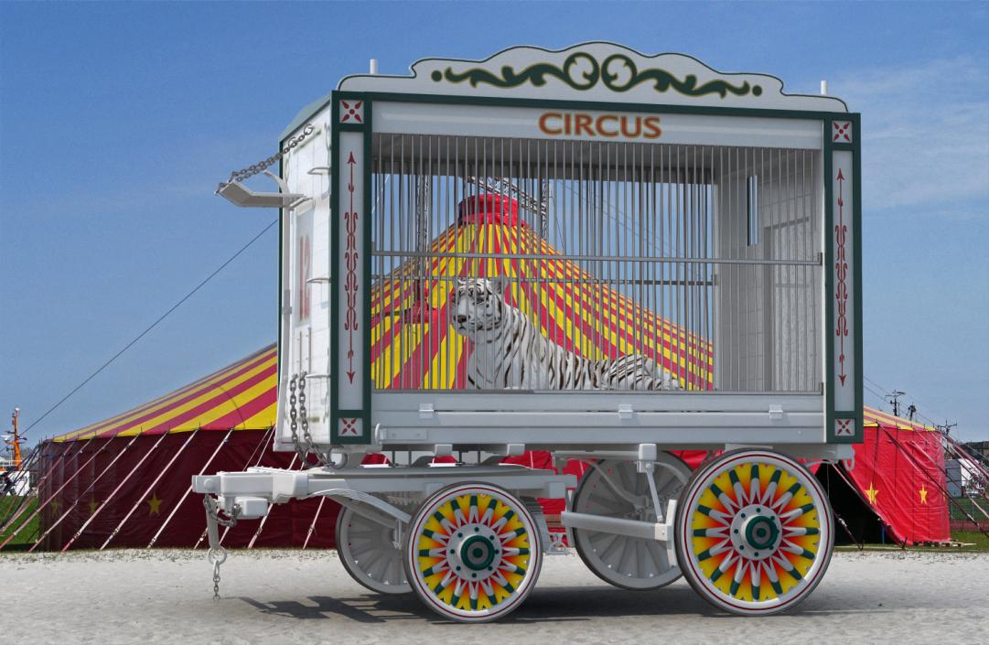 Circus Traveling Wagon with White Tiger 3D model