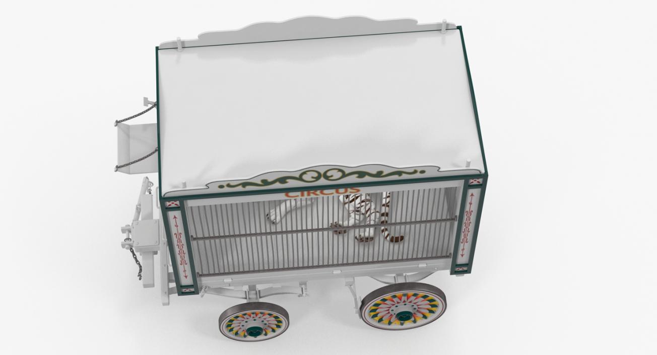 Circus Traveling Wagon with White Tiger 3D model