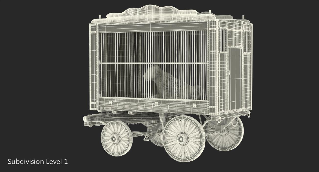 Circus Traveling Wagon with White Tiger 3D model