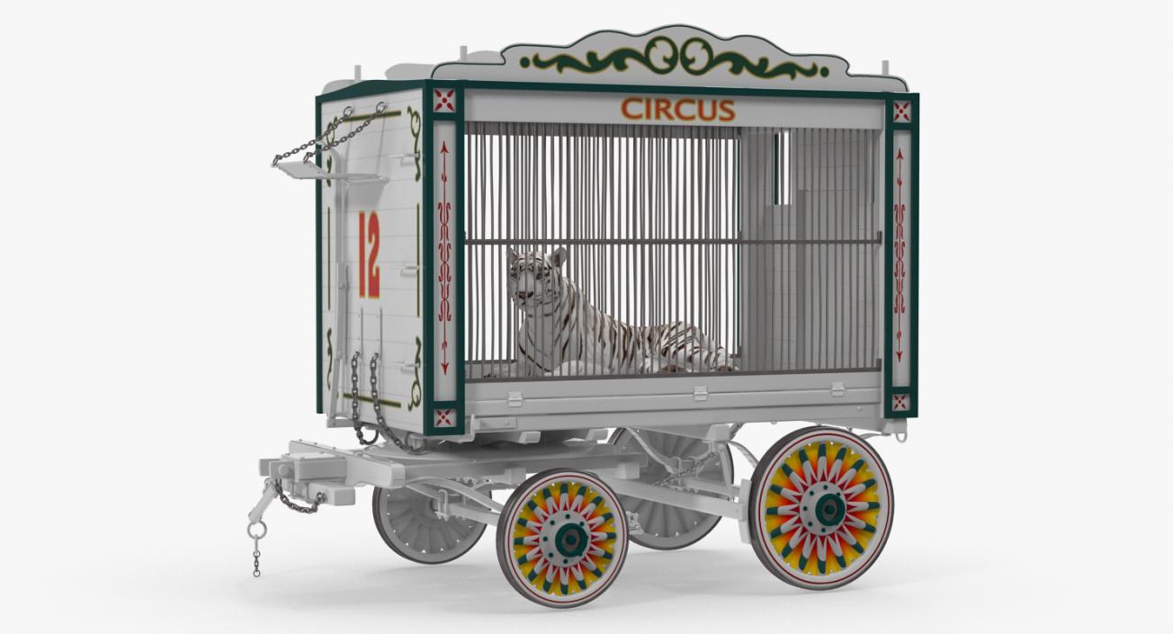 Circus Traveling Wagon with White Tiger 3D model