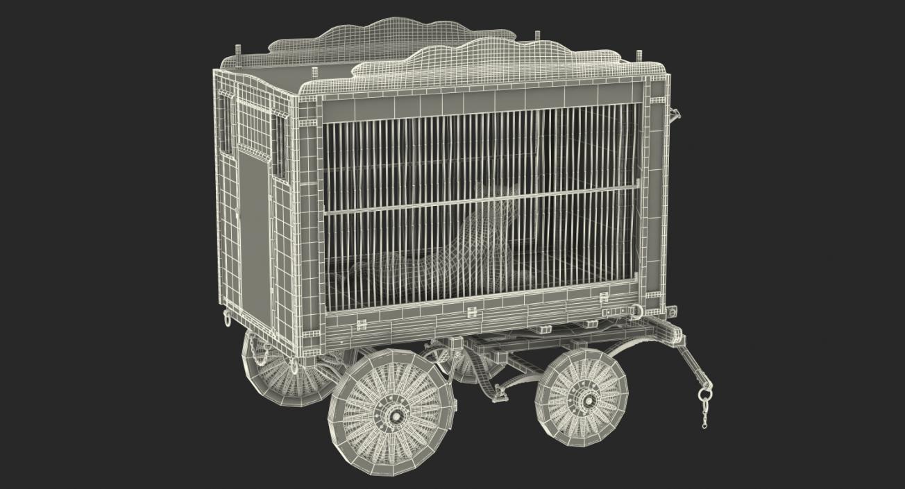 Circus Traveling Wagon with White Tiger 3D model