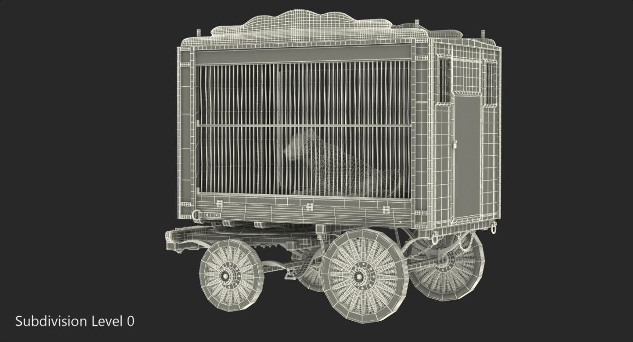 Circus Traveling Wagon with White Tiger 3D model