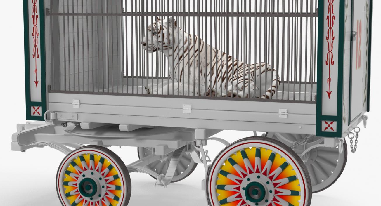 Circus Traveling Wagon with White Tiger 3D model