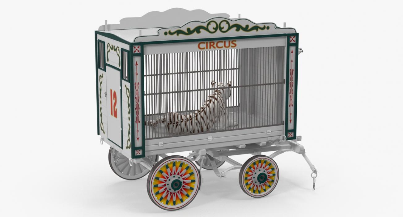 Circus Traveling Wagon with White Tiger 3D model