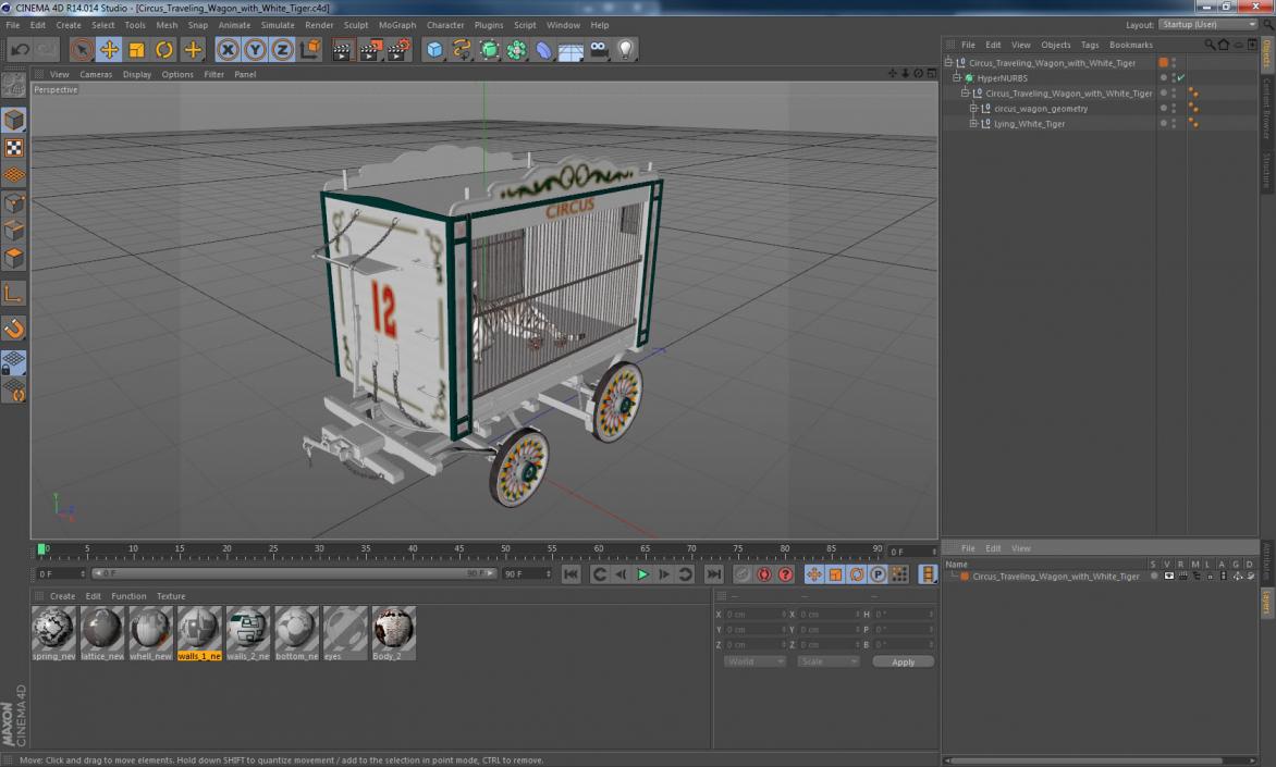 Circus Traveling Wagon with White Tiger 3D model