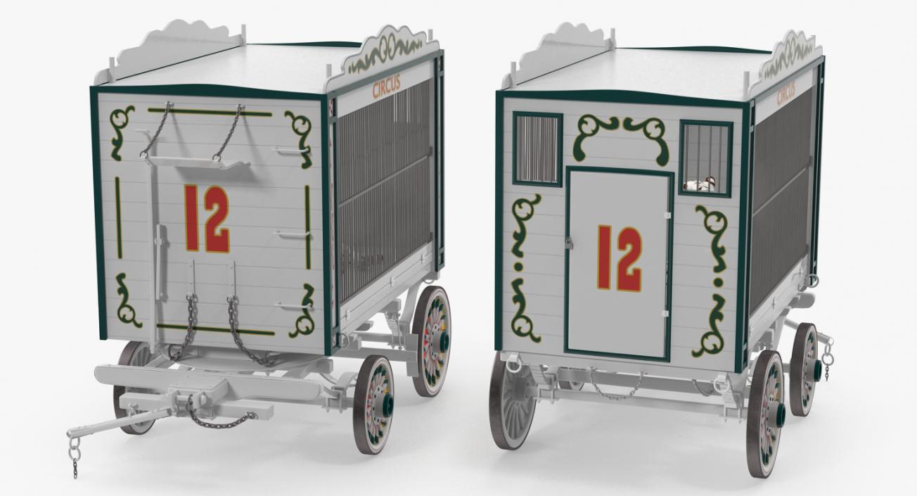 Circus Traveling Wagon with White Tiger 3D model