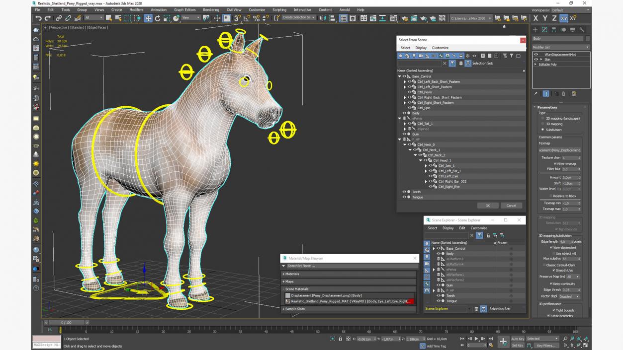 Realistic Shetland Pony Rigged for Maya 3D model