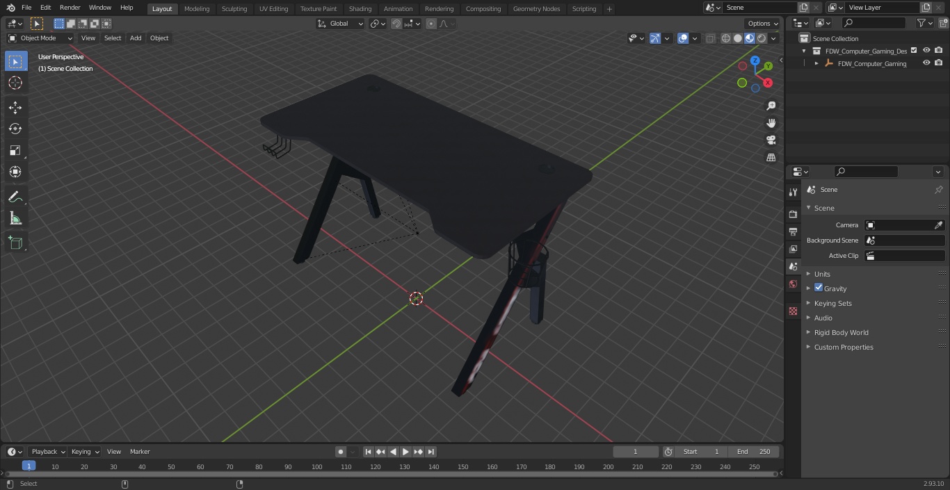 FDW Computer Gaming Desk 3D model