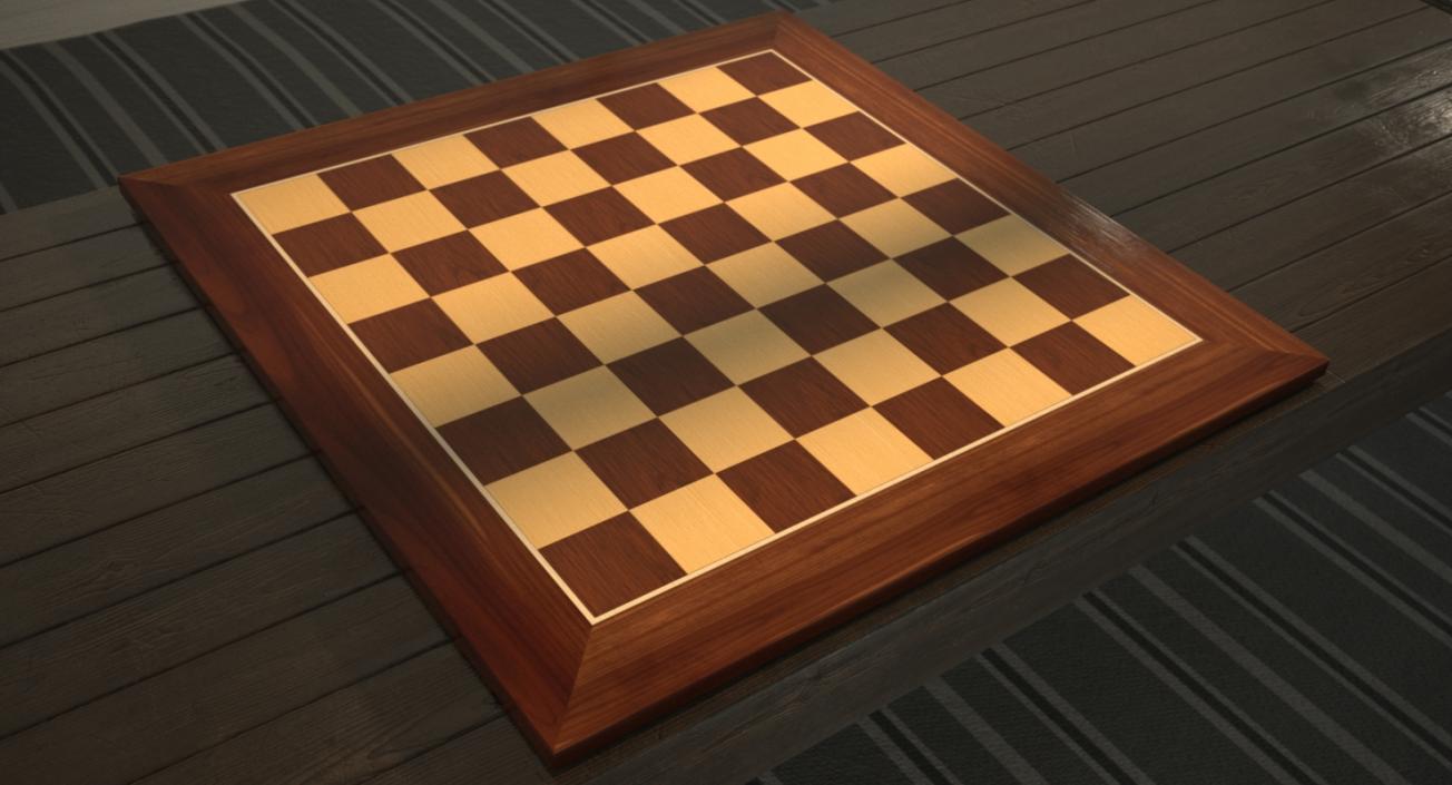 3D Wooden Chess Board model